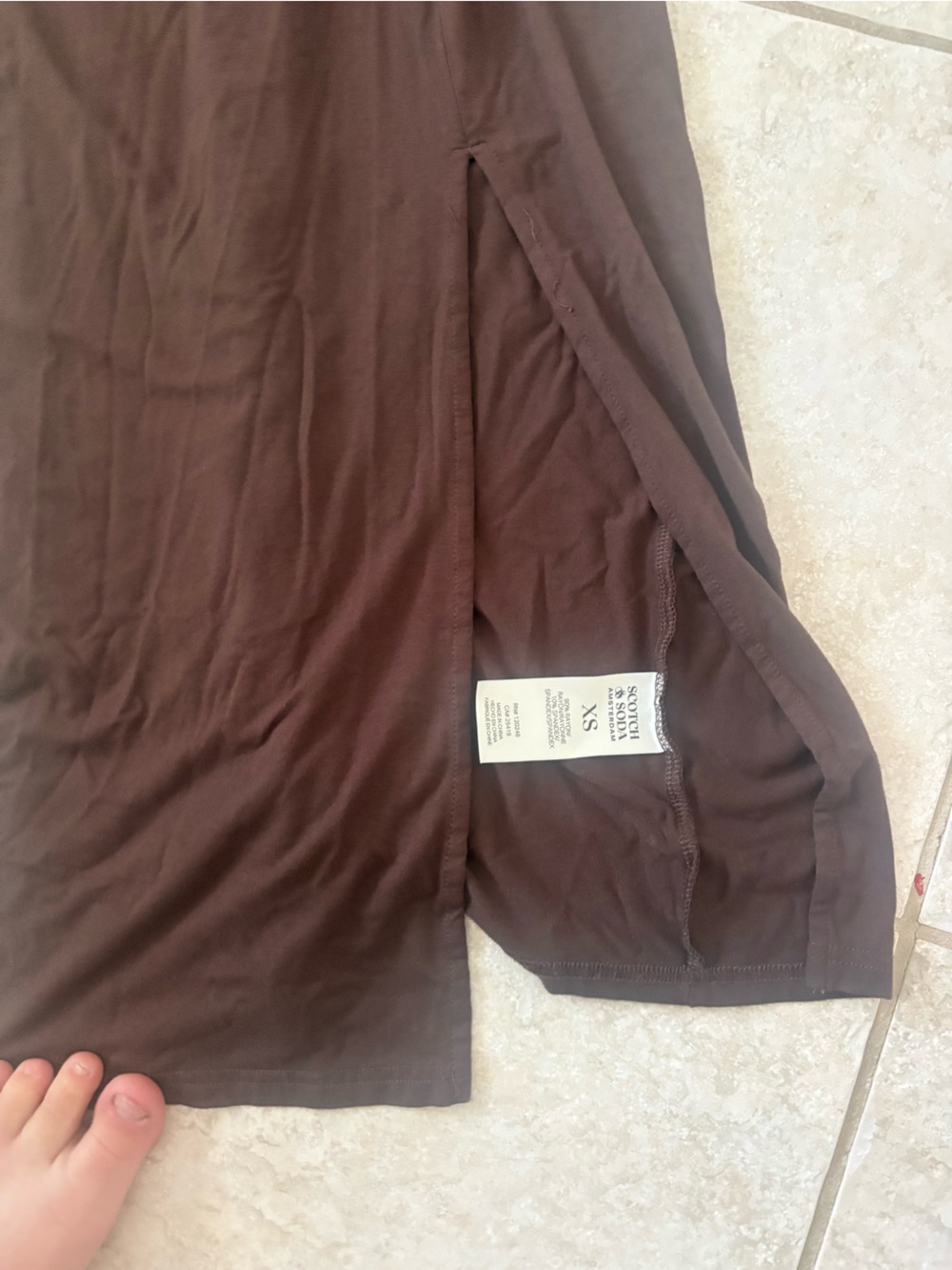 Scotch & Soda Chocolate Brown Sleeveless Maxi Dress with Front Slit xtra small - Picture 4 of 6
